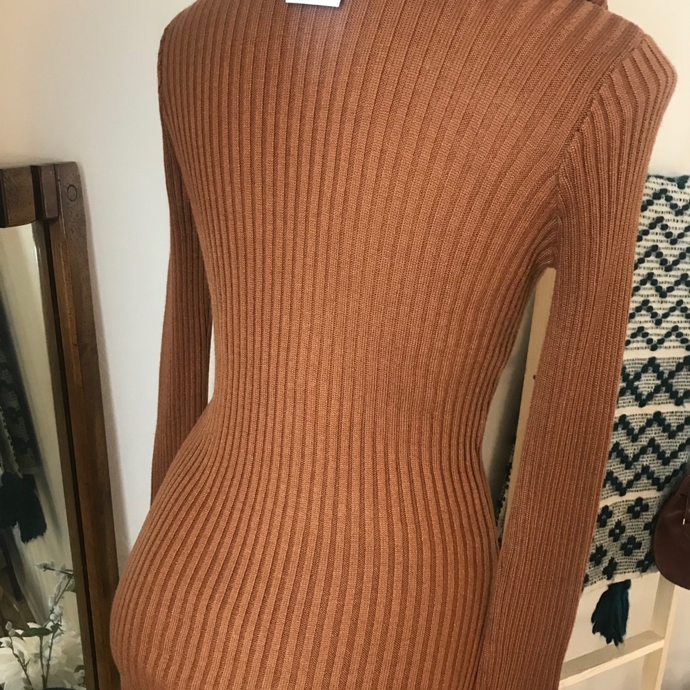 Ribbed Cowl Neck Dress